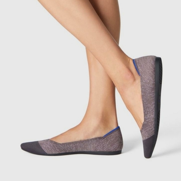 Rothy's The Point Twilight Metallic Captoe Silver/ Black 7.5 - Picture 9 of 9